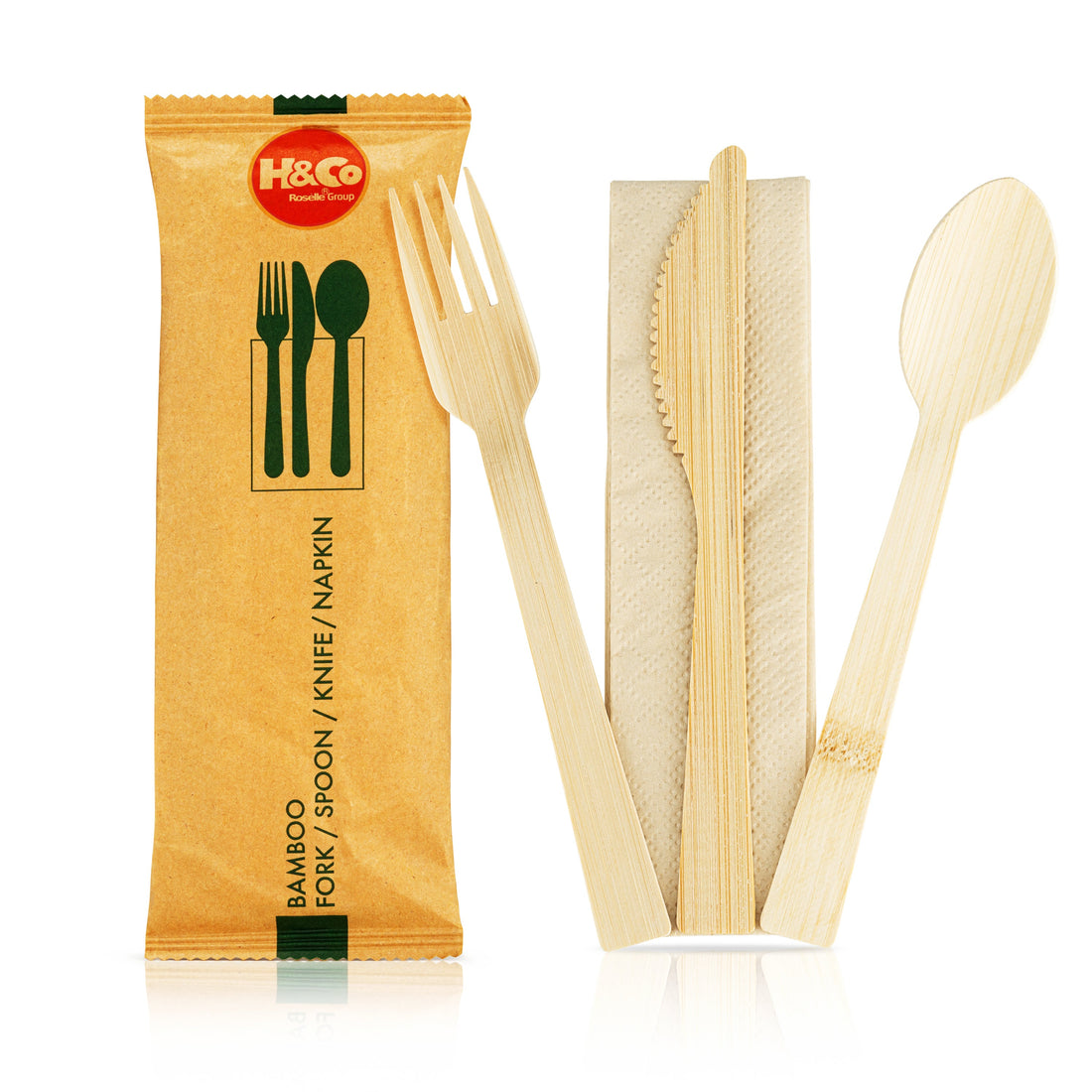 Perfect for Parties: H&Co Bamboo Fork, Spoon, Knife & Napkin Set