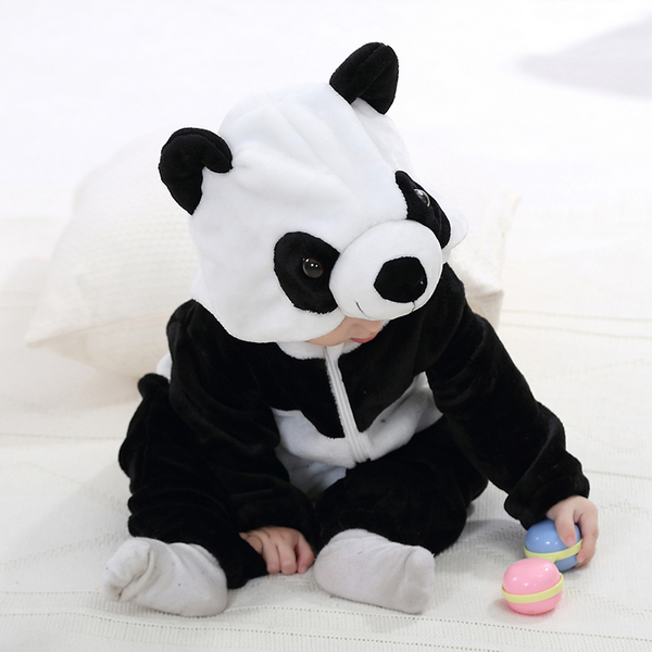 Childern Clothing Hooded Zip-up Panda Themed Animal Jumpsuit for Boys & Girls