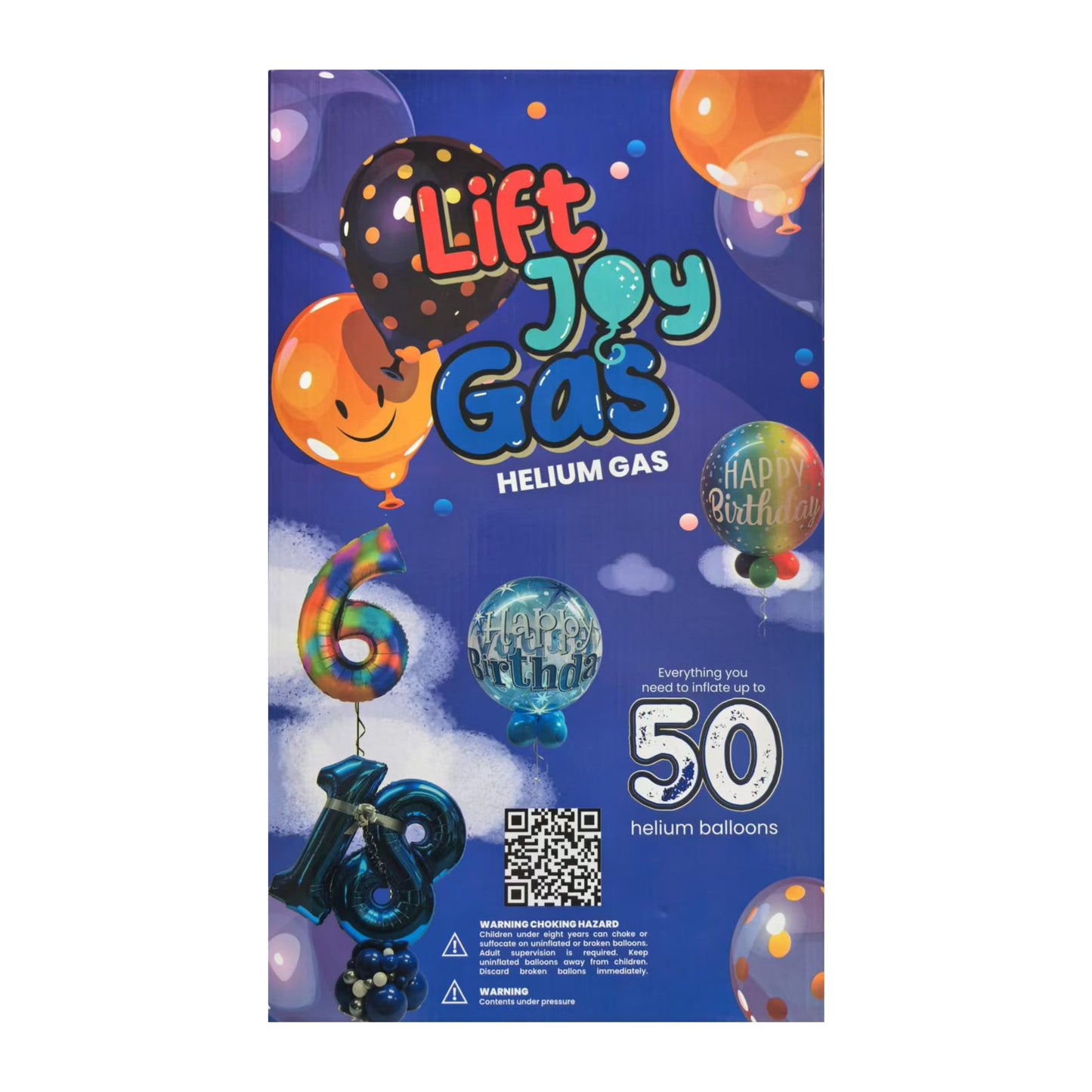 Lift Joy Helium Gas Cylinder – Non-Flammable Helium (UN1046) – Fills Up To 50 Balloons – Party Balloon Inflator