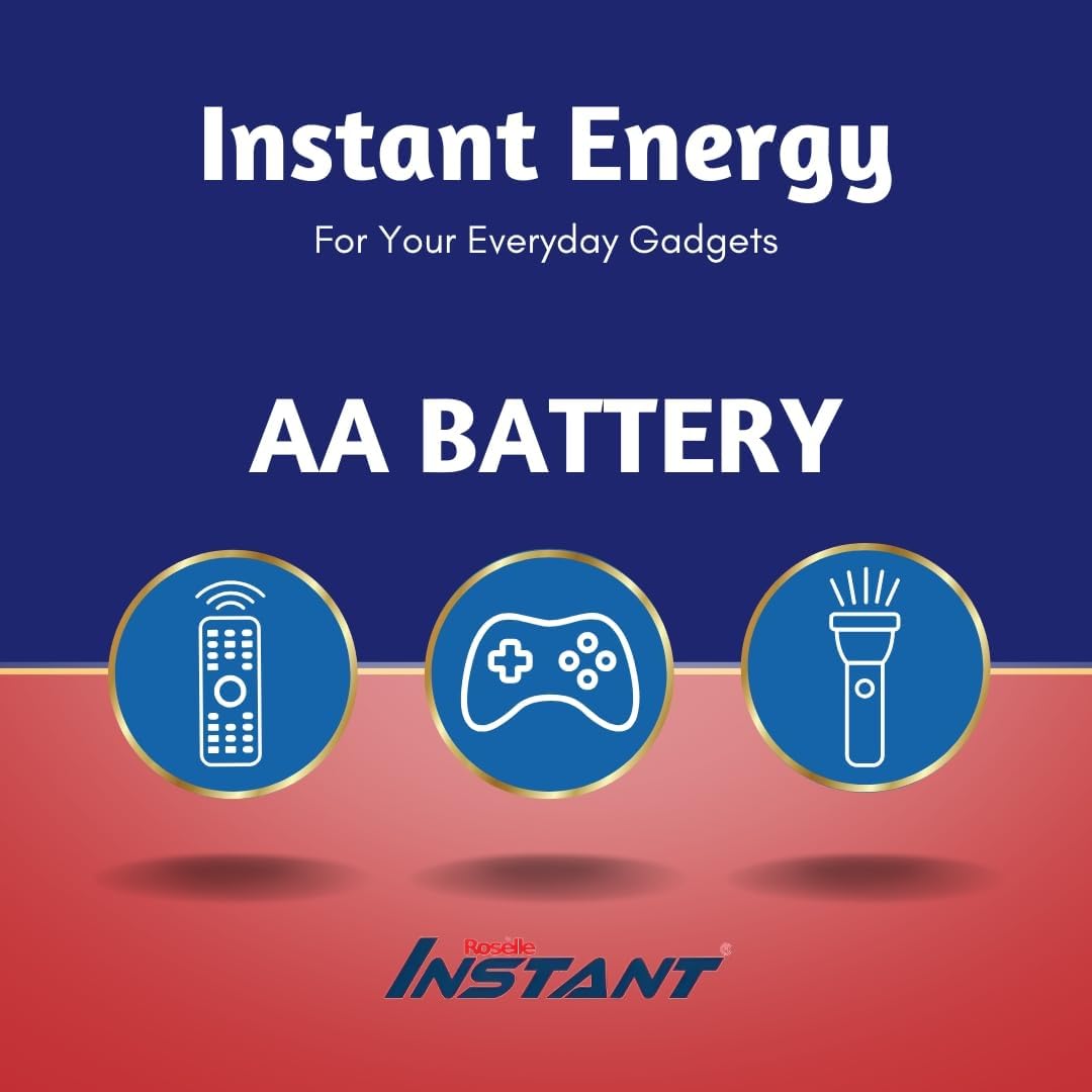 Roselle Instant Energy AA Batteries, LR6/AM3/1.5V, Pack of 4