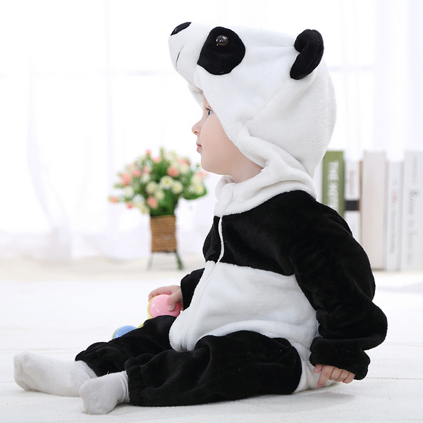 Childern Clothing Hooded Zip-up Panda Themed Animal Jumpsuit for Boys & Girls