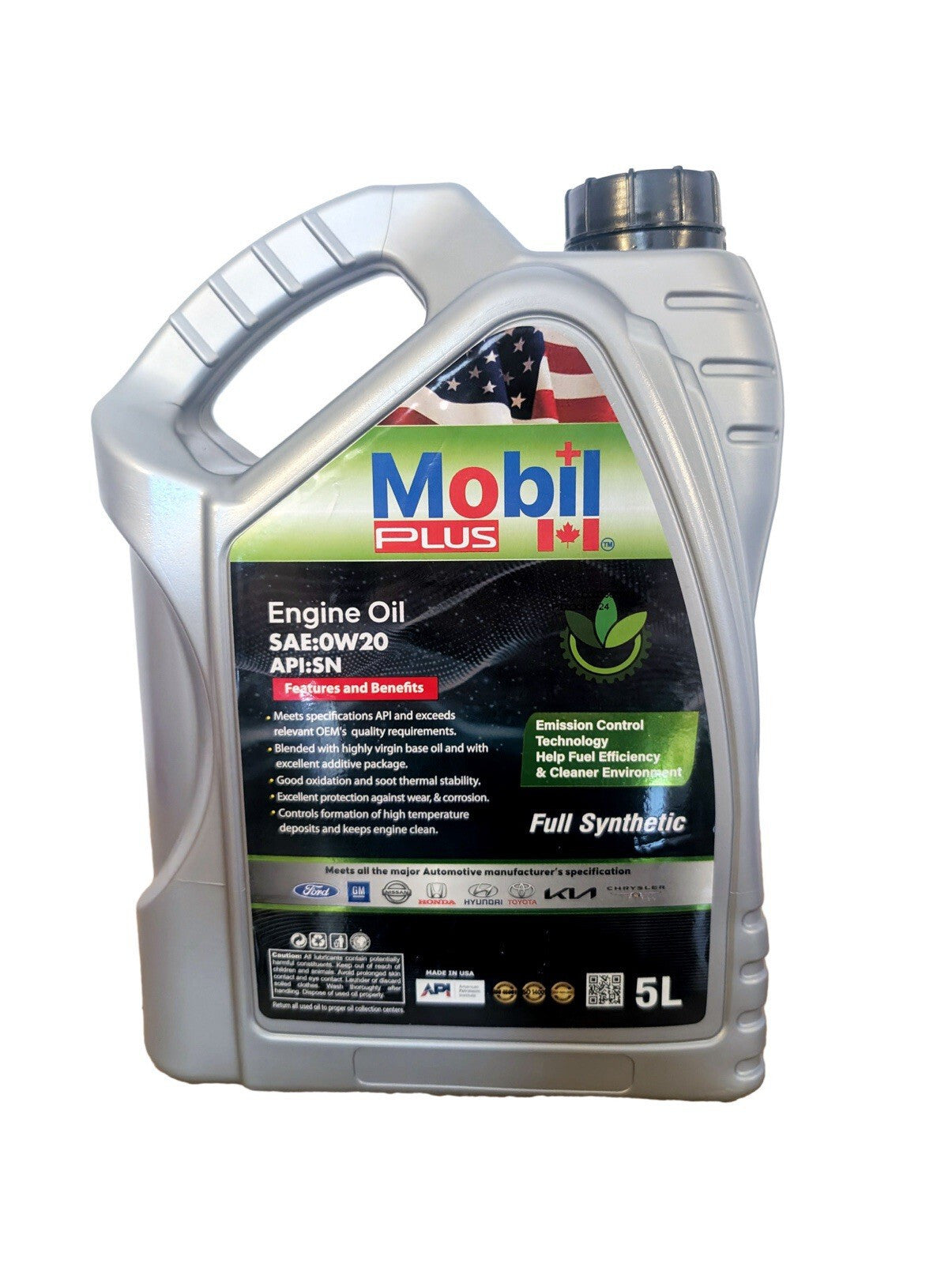 Mobil Plus SAE 0W- 20 ECT Fully Synthetic Engine Oil (API: SN Certified)