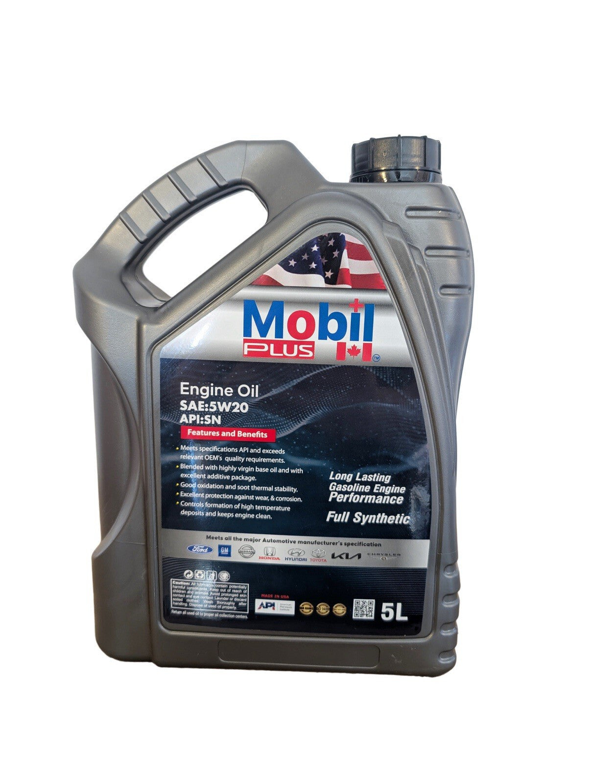 Mobil Plus DFM 5W - 20 SAE 5 Litre Fully Synthetic Engine Oil (API SN Certified)