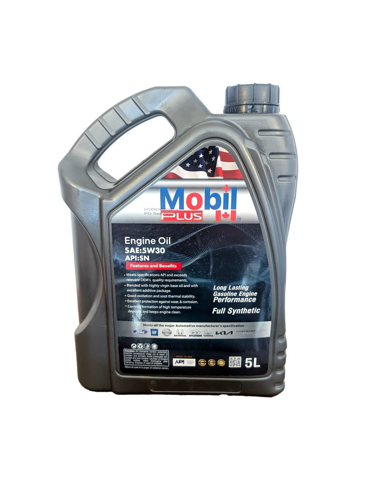Mobil Plus SAE DFM 5W- 30, 5 Litre API SN certified Fully Synthetic Engine Oil