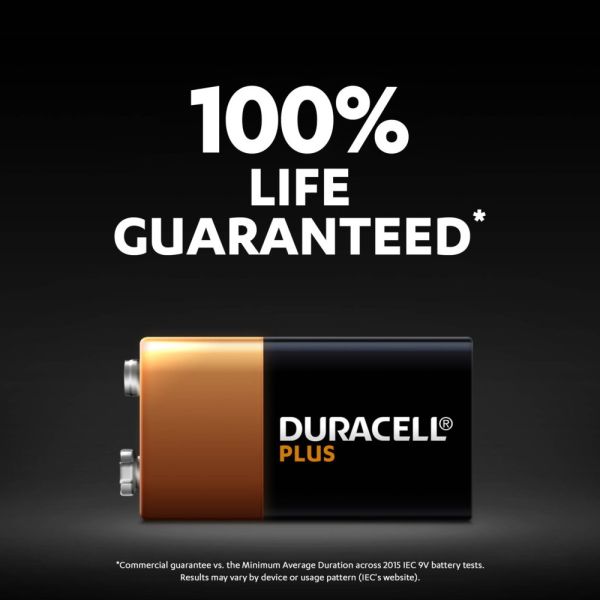 Duracell Plus 9V Battery 100% Life Guaranteed 6LR61 MN1604