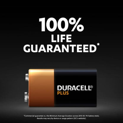 Duracell Plus 9V Battery 100% Life Guaranteed 6LR61 MN1604