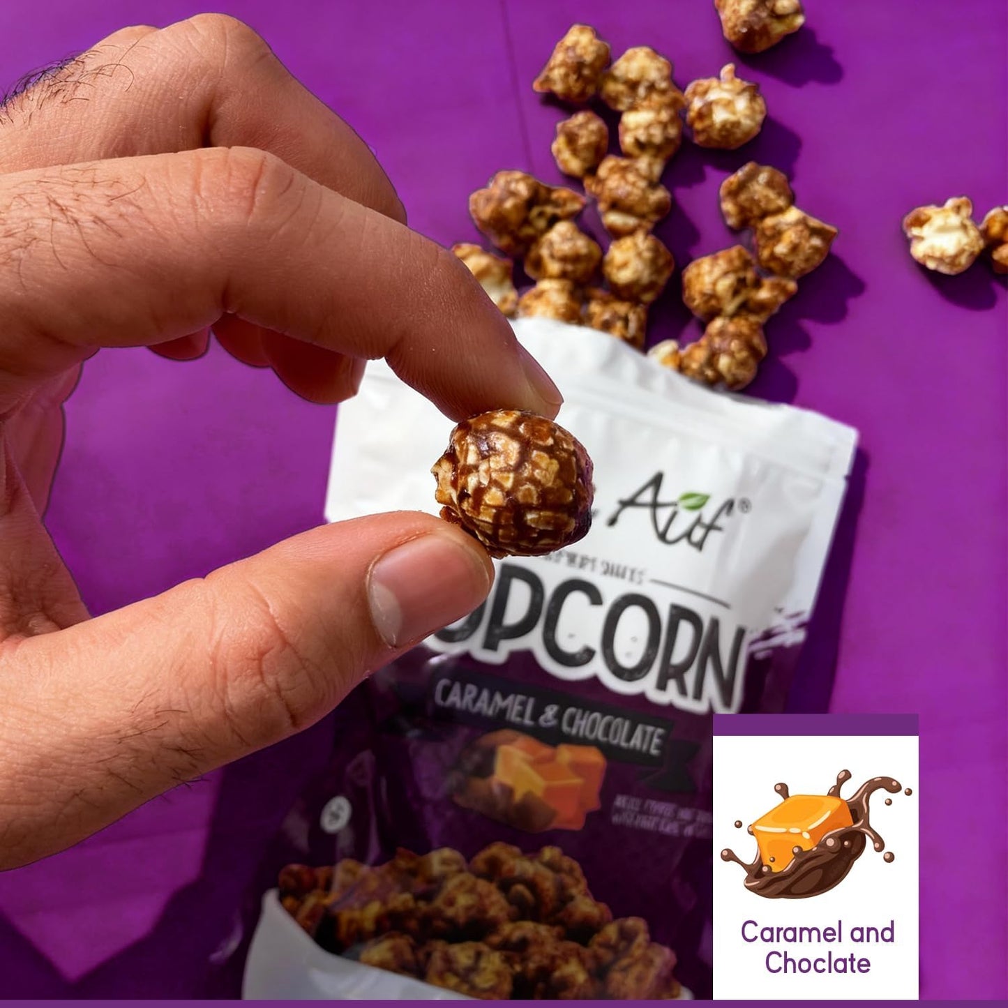 Abu Auf Premium Caramel Popcorn Natural Gluten Free Sweet Crunchy (Box of 12)