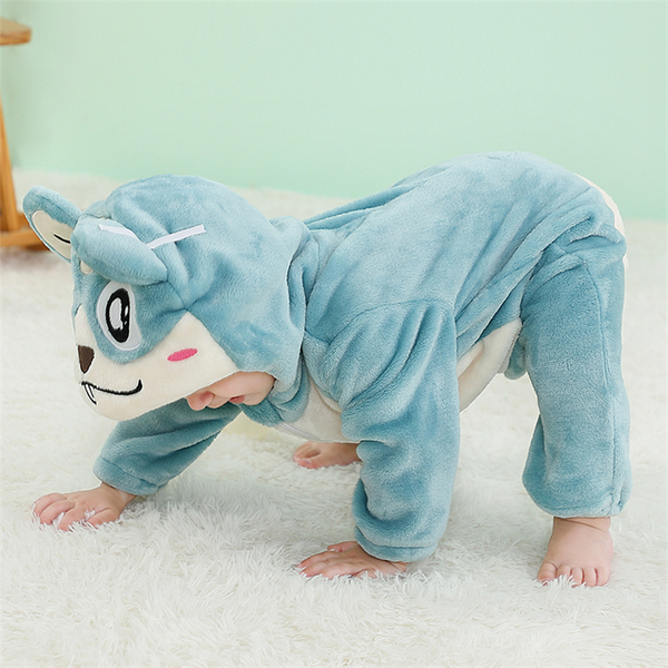 Children One Piece Hamster Cosplay Animal Flannel Zip-up Hooded Jumpsuits Unisex