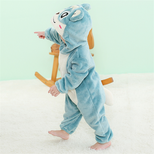 Children One Piece Hamster Cosplay Animal Flannel Zip-up Hooded Jumpsuits Unisex