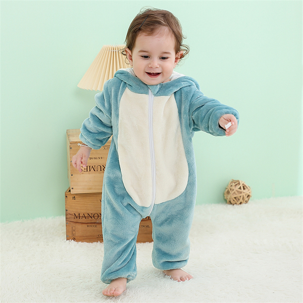 Children One Piece Hamster Cosplay Animal Flannel Zip-up Hooded Jumpsuits Unisex