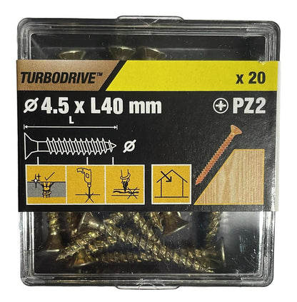 Turbodrive 4.5mm (Diameter) x L40mm (Height) PZ2 Screws