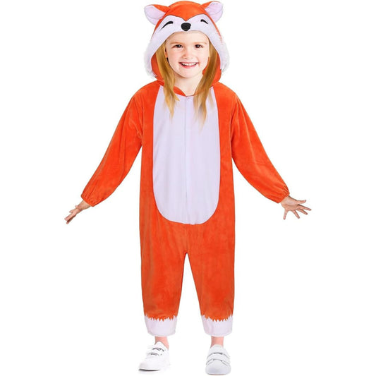Soft Animal Fox Zip-up Romper Hooded Jumpsuit Costume for Babies (Unisex)
