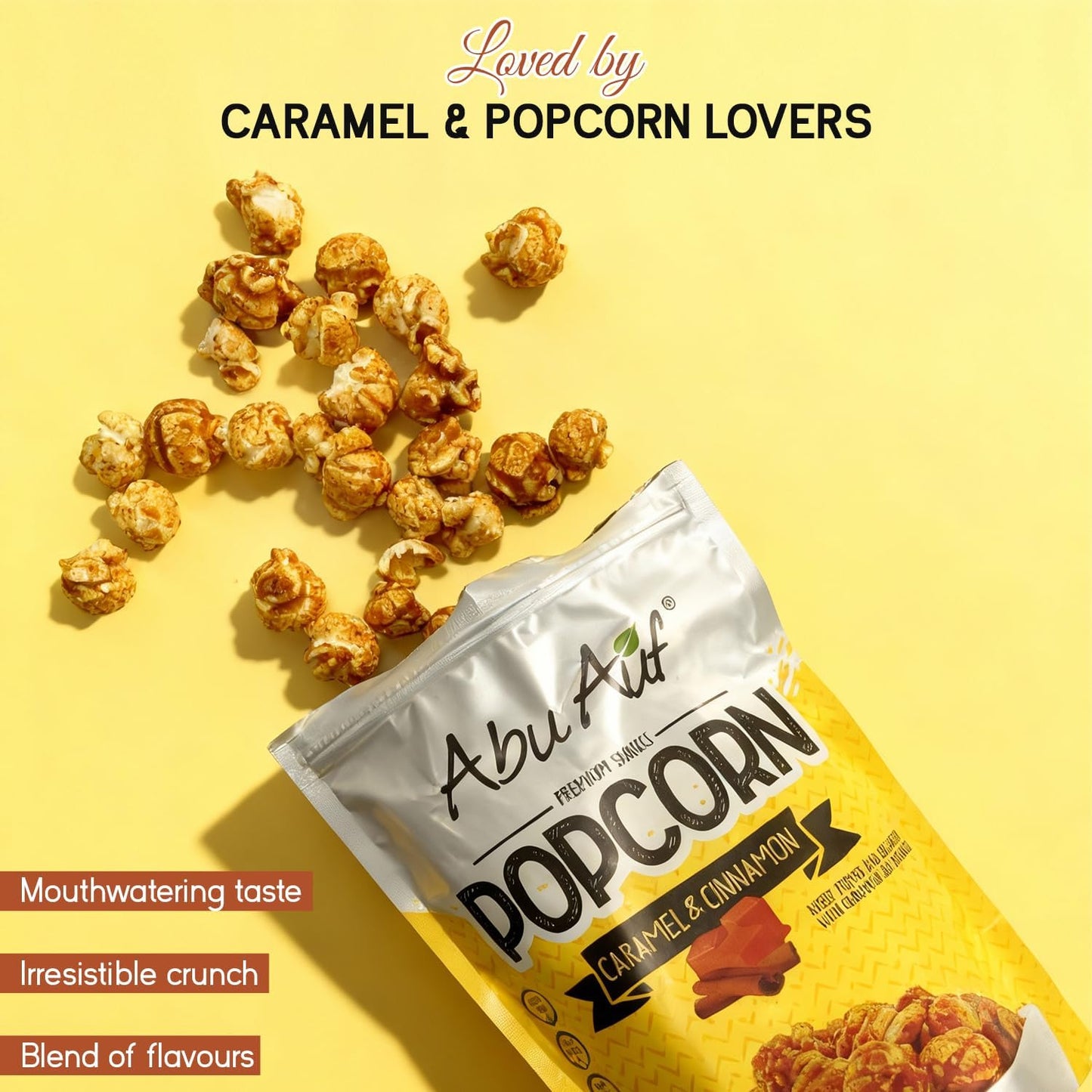 Abu Auf Premium Caramel Popcorn Natural Gluten Free Sweet Crunchy (Box of 12)