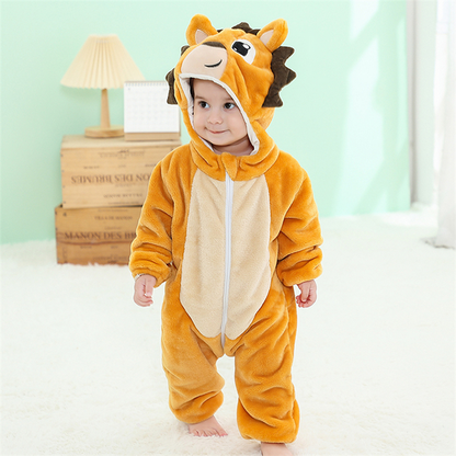 Long-Sleeved Flannel Hooded One Piece Hegdehog Animal Sleepsuit Costume For Kids