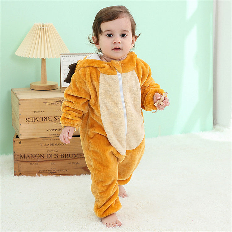 Long-Sleeved Flannel Hooded One Piece Hegdehog Animal Sleepsuit Costume For Kids