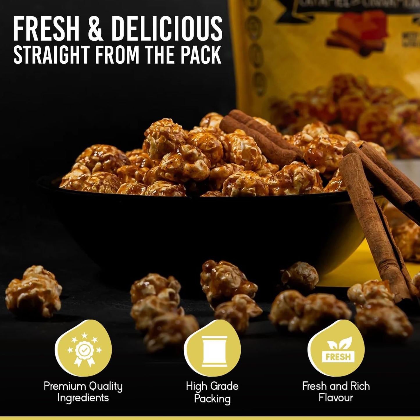 Abu Auf Premium Caramel Popcorn Natural Gluten Free Sweet Crunchy (Box of 12)