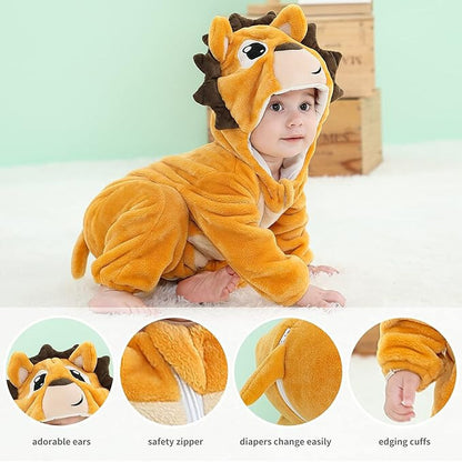 Long-Sleeved Flannel Hooded One Piece Hegdehog Animal Sleepsuit Costume For Kids
