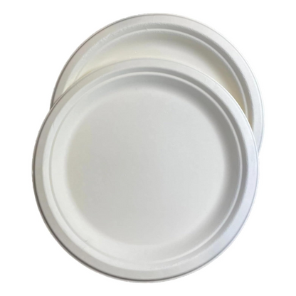 H&Co Disposable Bamboo Bagasse Plates, 25 Pack, 10 Inch, for Hot or Cold Use