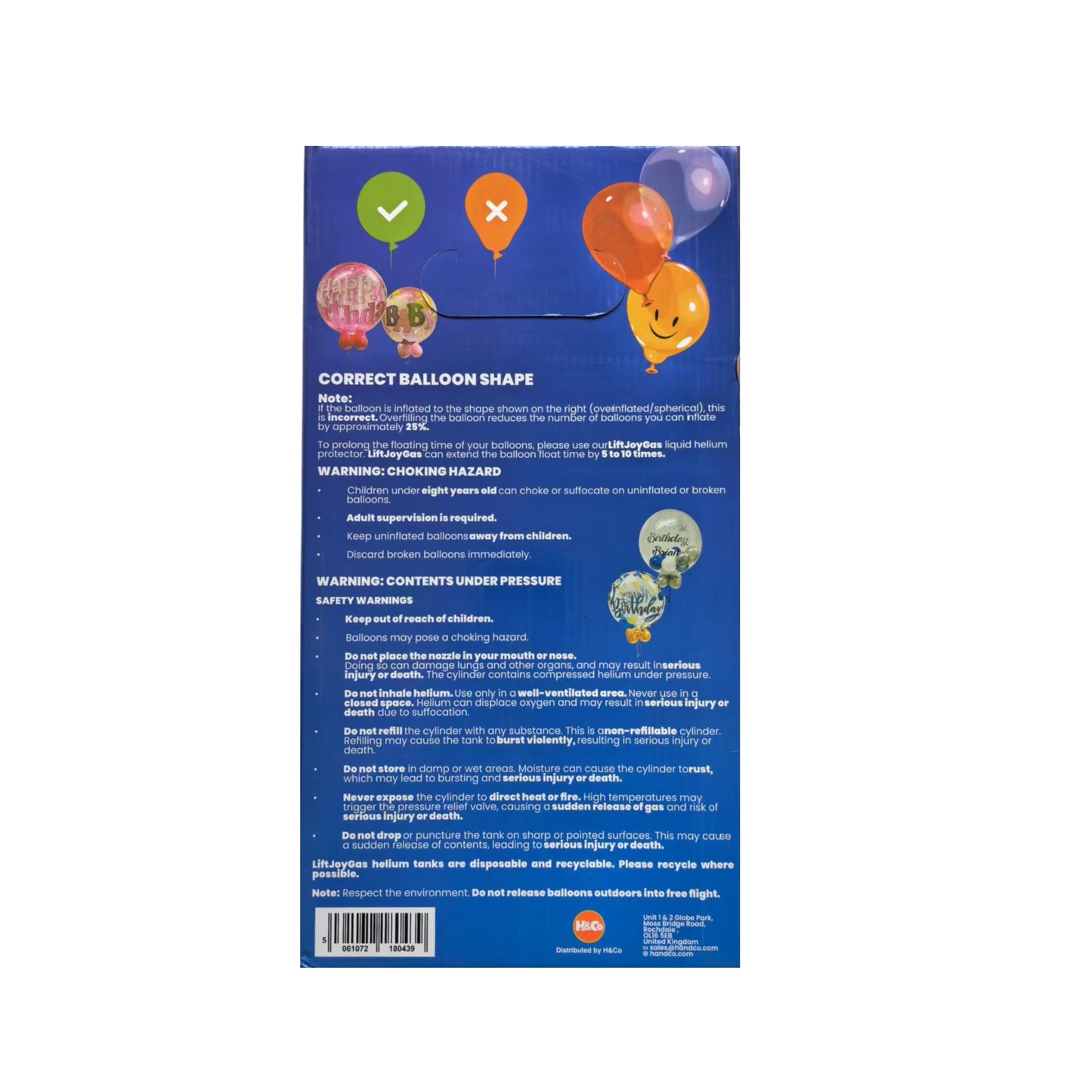 Lift Joy Gas Non Flammable UN1046 Helium Gas Cylinder Fills Upto 30 Balloons