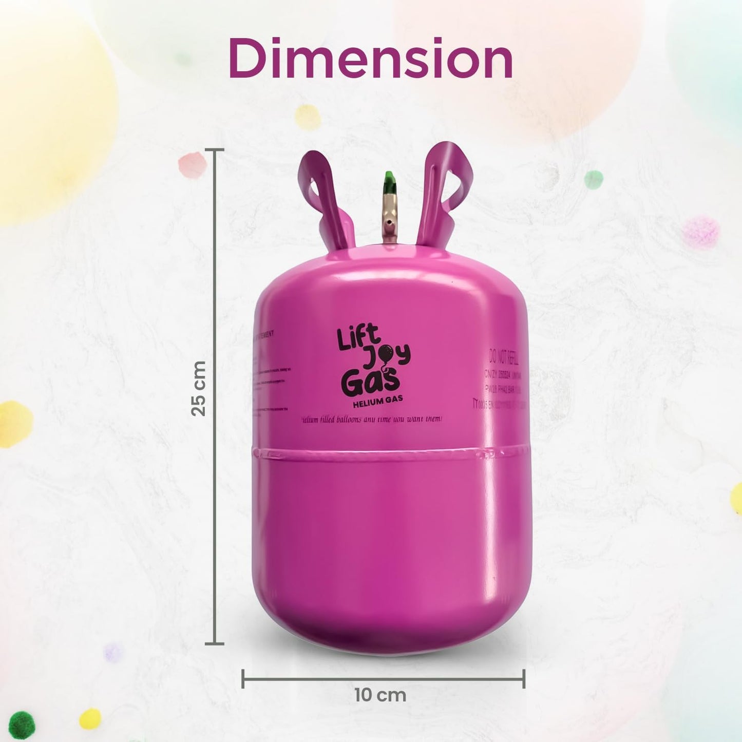 Lift Joy Helium Gas Canister, Fills upto 50 x 9" Latex Balloons, with 50 assorted colour balloons included