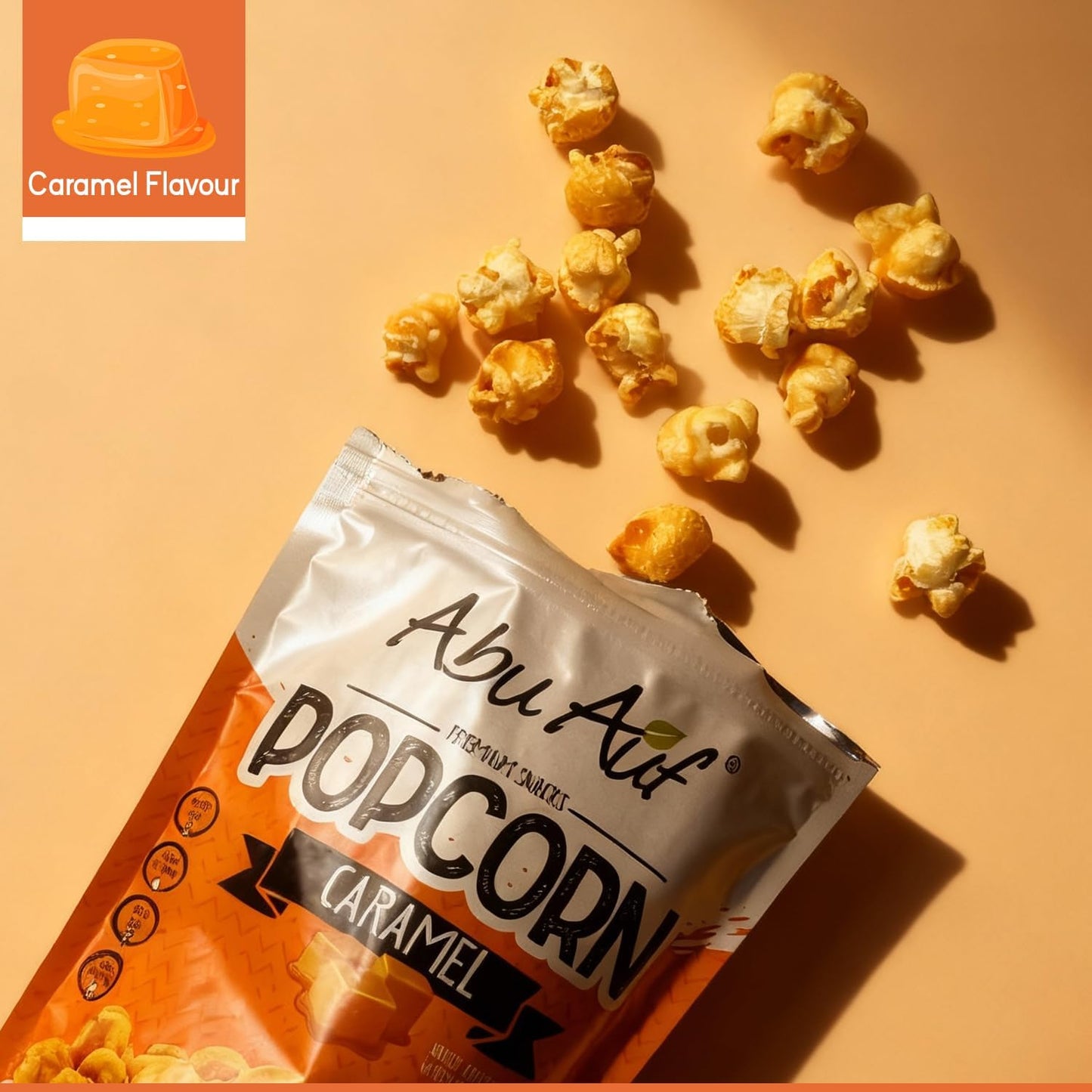 Abu Auf Premium Caramel Popcorn Natural Gluten Free Sweet Crunchy (Box of 12)