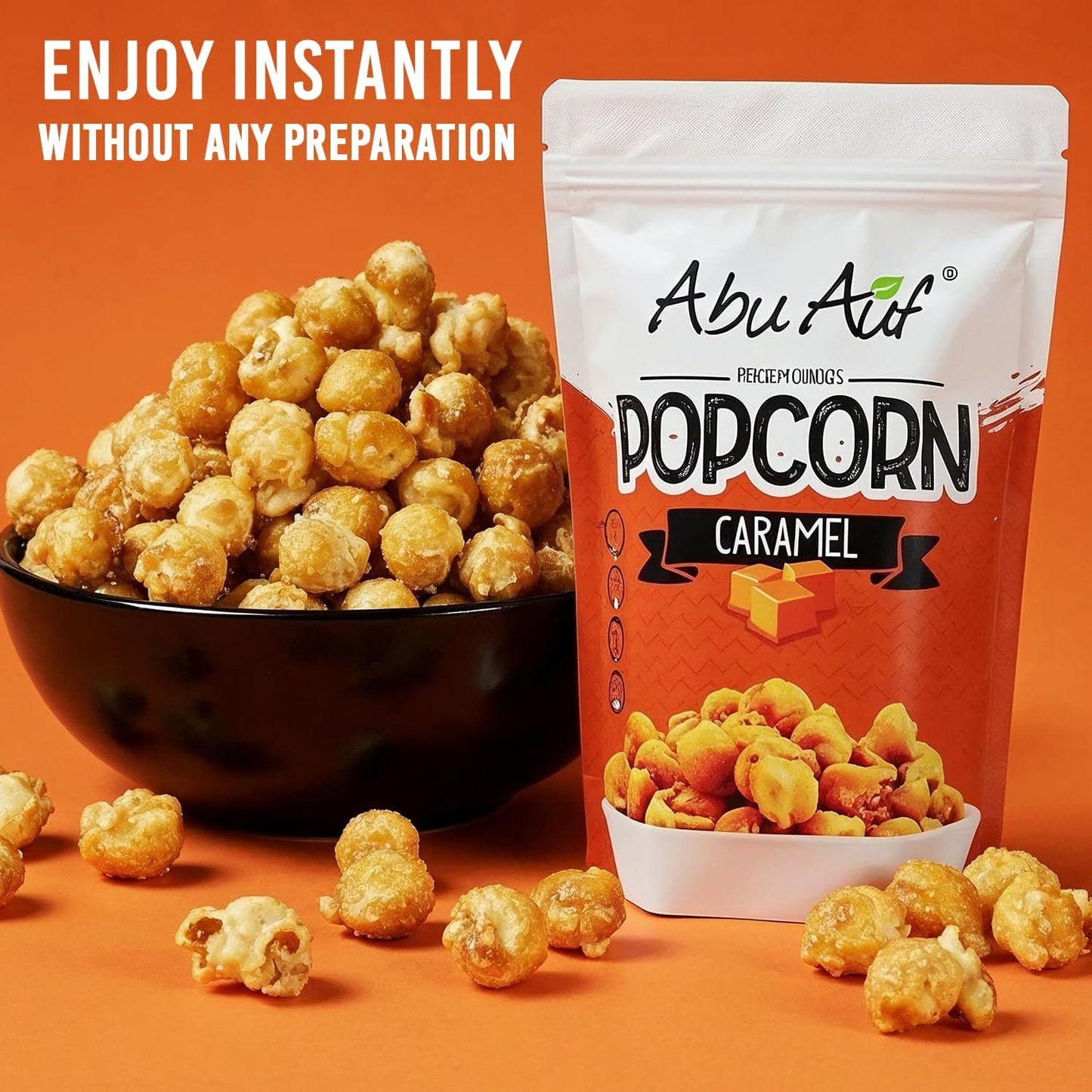 Abu Auf Premium Caramel Popcorn Natural Gluten Free Sweet Crunchy (Box of 12)