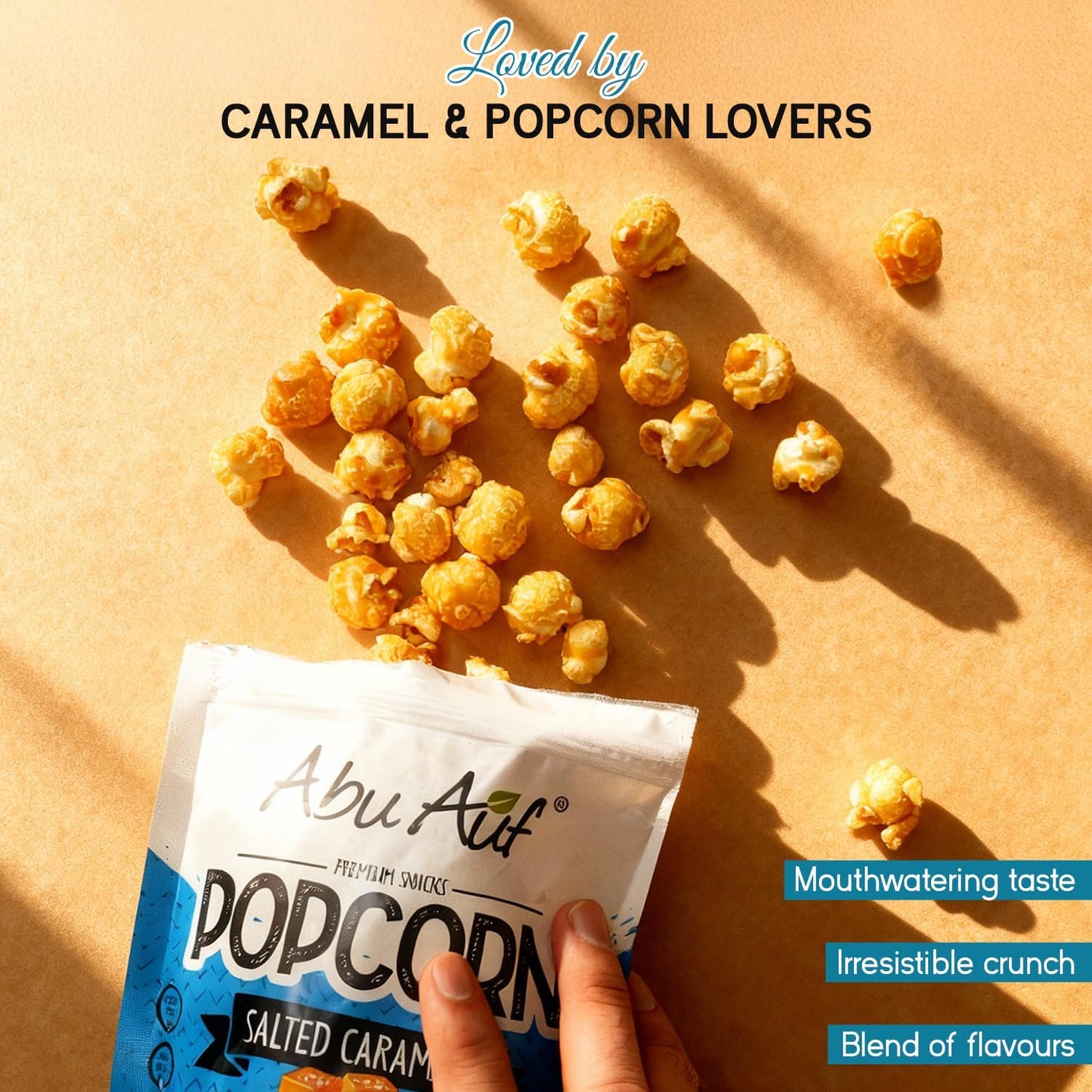 Abu Auf Premium Caramel Popcorn Natural Gluten Free Sweet Crunchy (Box of 12)