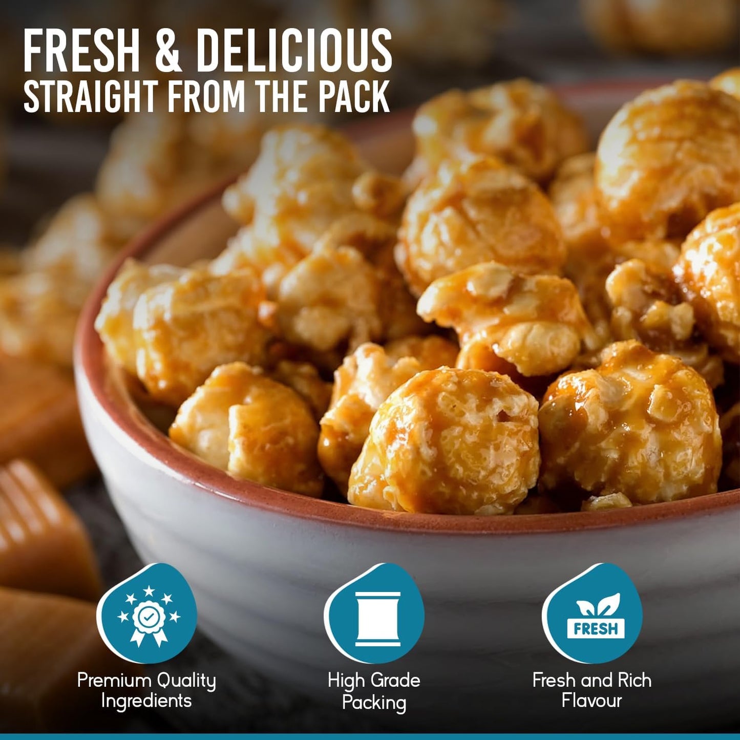 Abu Auf Premium Caramel Popcorn Natural Gluten Free Sweet Crunchy (Box of 12)