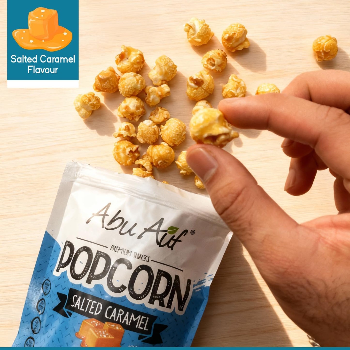 Abu Auf Premium Caramel Popcorn Natural Gluten Free Sweet Crunchy (Box of 12)