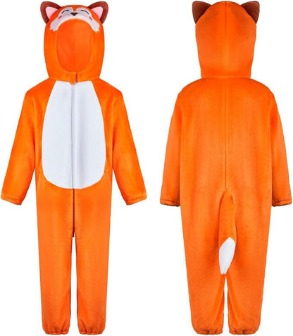 Soft Animal Fox Zip-up Romper Hooded Jumpsuit Costume for Babies (Unisex)