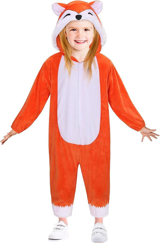 Soft Animal Fox Zip-up Romper Hooded Jumpsuit Costume for Babies (Unisex)