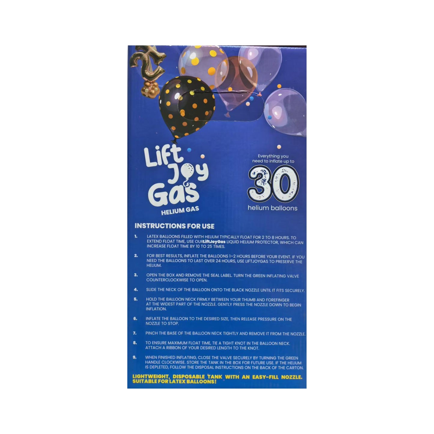 Lift Joy Gas Non Flammable UN1046 Helium Gas Cylinder Fills Upto 30 Balloons