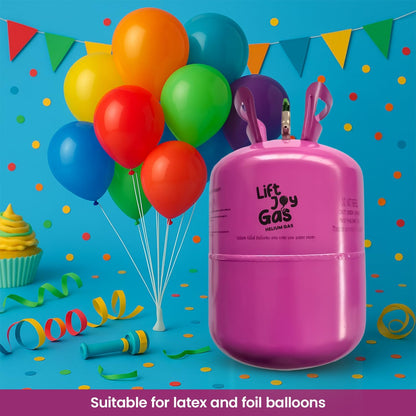 Lift Joy Helium Gas Canister, Fills upto 50 x 9" Latex Balloons, with 50 assorted colour balloons included