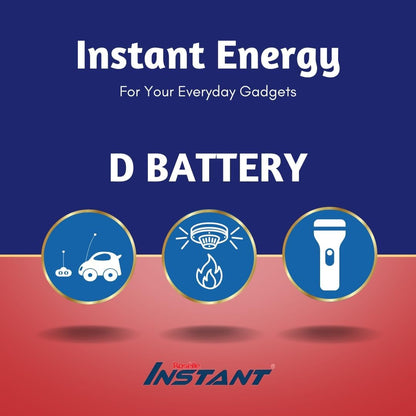 Roselle Instant Energy Ultra Alkaline D Size Batteries (4 Pack), LR20/AM1/1.5V