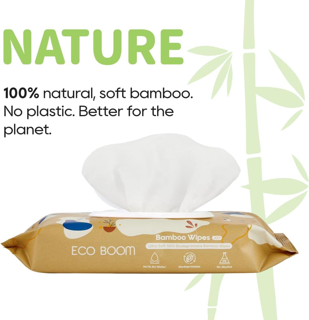 ECO BOOM Baby Wet Wipes 10/120/240 Wipes - Biodegradable, Bamboo Material, Eco-friendly