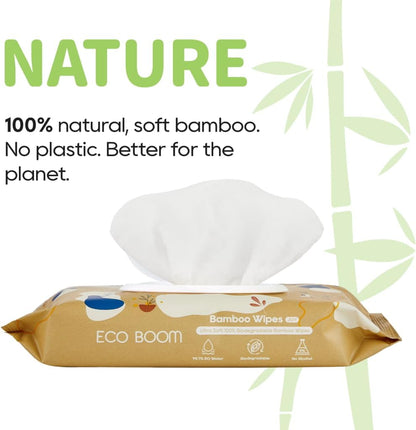 ECO BOOM Baby Wet Wipes 10/120/240 Wipes - Biodegradable, Bamboo Material, Eco-friendly