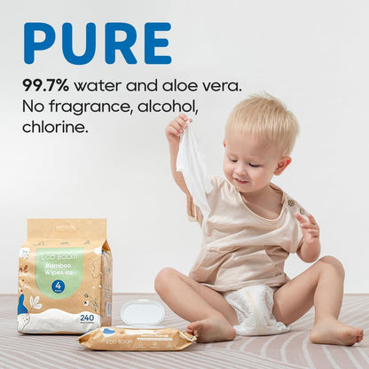 ECO BOOM Baby Wet Wipes 10/120/240 Wipes - Biodegradable, Bamboo Material, Eco-friendly