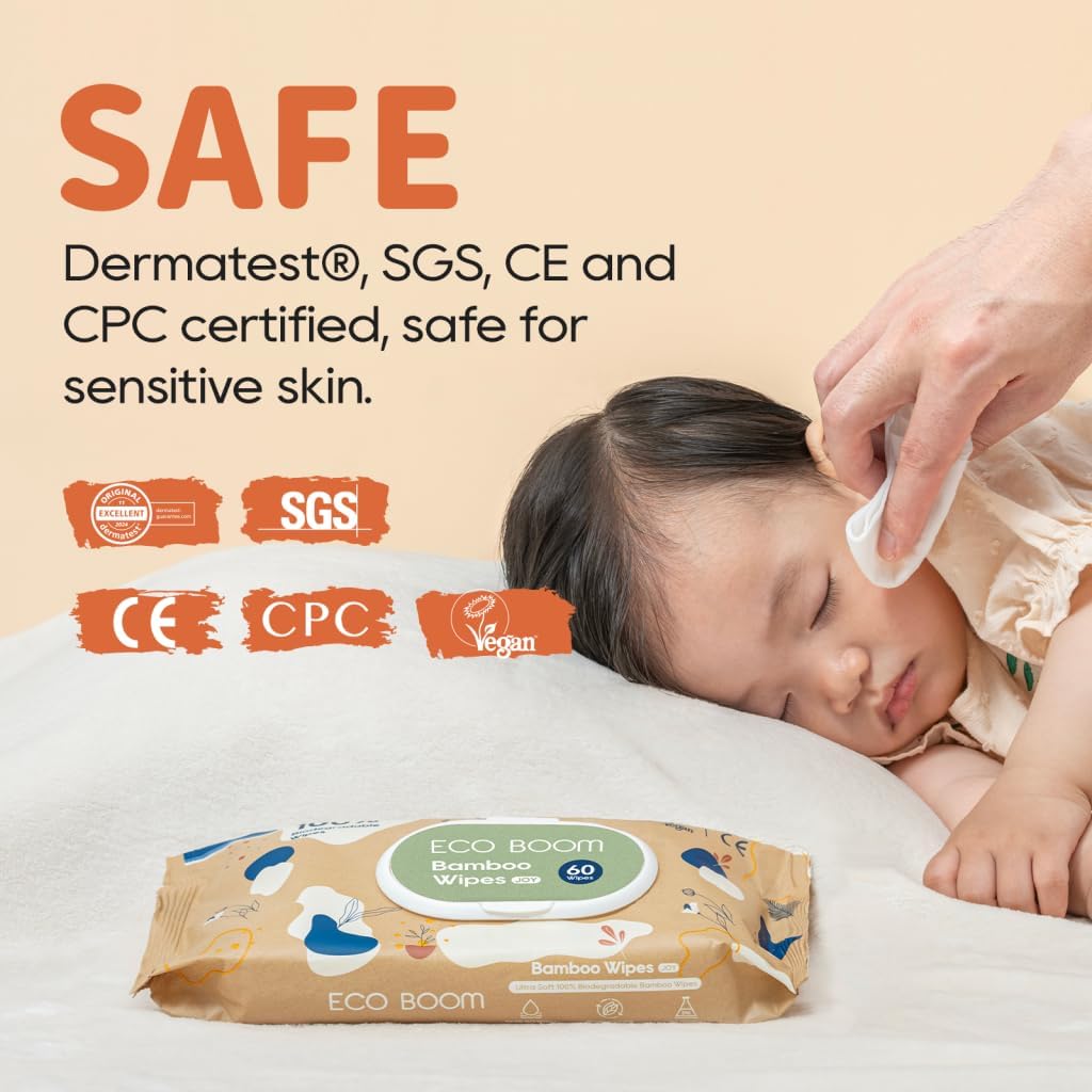 ECO BOOM Baby Wet Wipes 10/120/240 Wipes - Biodegradable, Bamboo Material, Eco-friendly