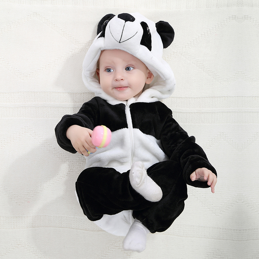 Childern Clothing Hooded Zip-up Panda Themed Animal Jumpsuit for Boys & Girls