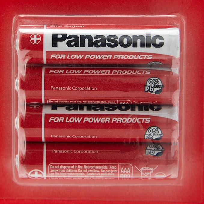 Panasonic AAA Zinc Carbon R6 - 1.5 V Batteries MN2400 (Pack of 4)