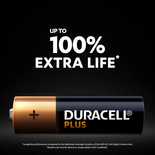 AA Duracell Plus 4  Batteries 100% Power 1.5V Alkaline LR6 MN1500 MICRO