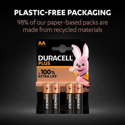 AA Duracell Plus 4  Batteries 100% Power 1.5V Alkaline LR6 MN1500 MICRO