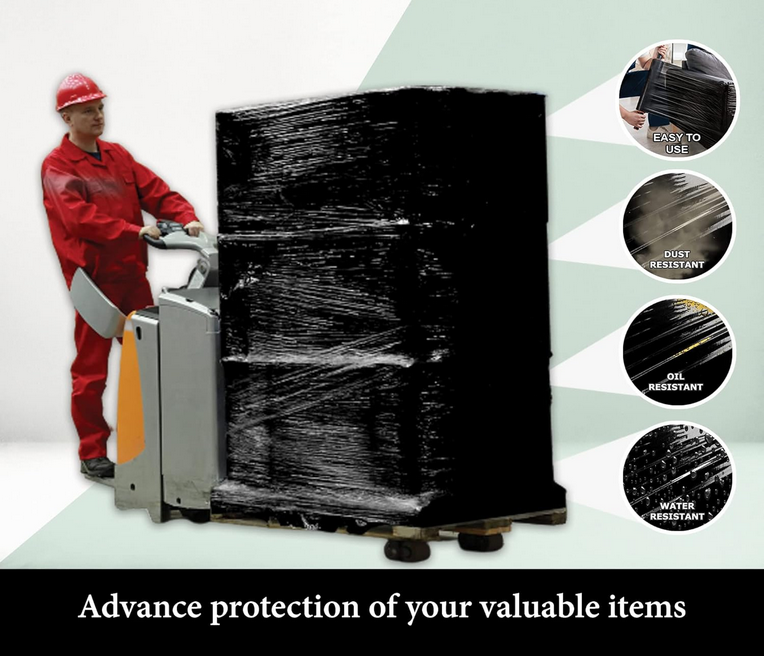 500mm X 250m X 23mu Heavy Duty Multi Use Pallet Shrink Roll (Black)