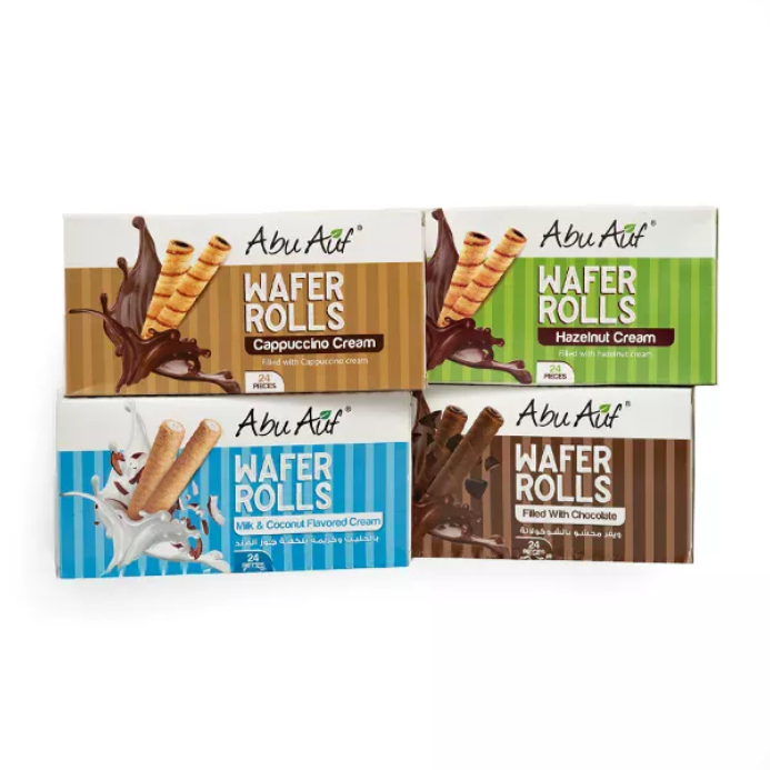 Abu Auf Wafer Rolls Bundle - Mixed Flavours, 24 Pieces per pack, Total 4 packs