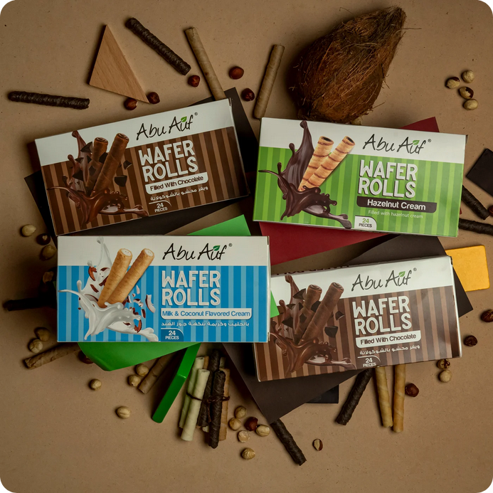 Abu Auf Wafer Rolls Bundle - Mixed Flavours, 24 Pieces per pack, Total 4 packs
