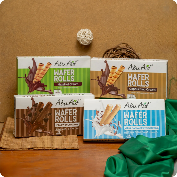 Abu Auf Wafer Rolls Bundle - Mixed Flavours, 24 Pieces per pack, Total 4 packs