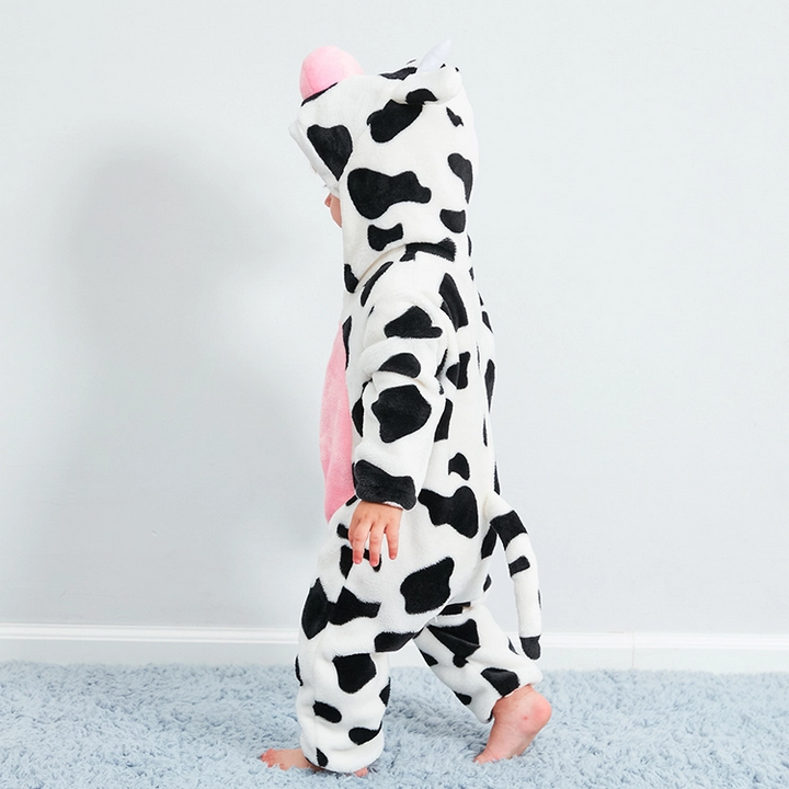 Unisex Baby Romper Jumpsuits Winter Flannel Cow Baby Animal Costume