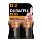 2 x Duracell Plus Power C or D Size Batteries 100% LIFE GUARANTEED