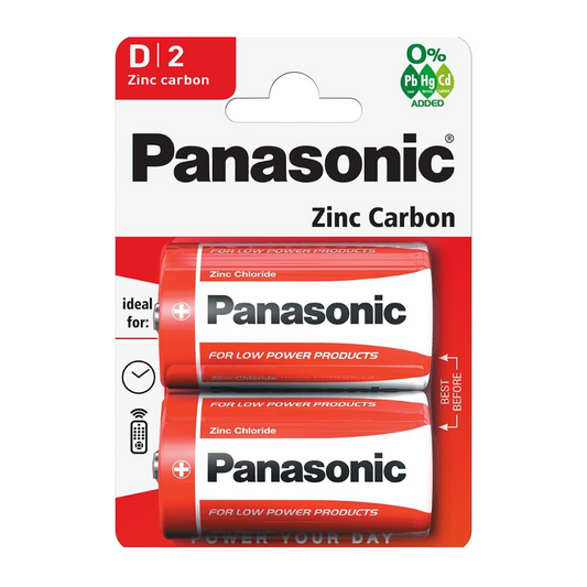 Panasonic Zinc Carbon D R20 1.5V Battery MN1300 - Pack of 2