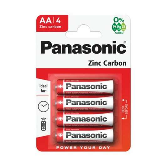 Panasonic AA Zinc Carbon R6 - 1.5 V Batteries MN1500 (Pack of 4)